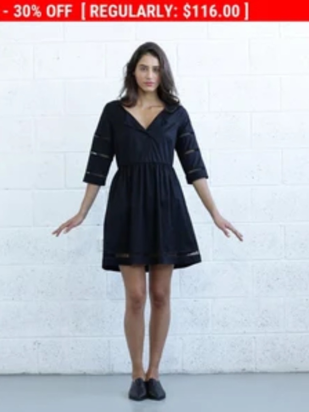 Naftul 
Embroidered trim MIDI Black Dress